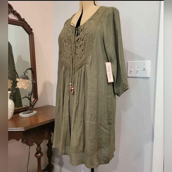 NWT 2X Green Crochet Front Dress - Picture 7 of 9